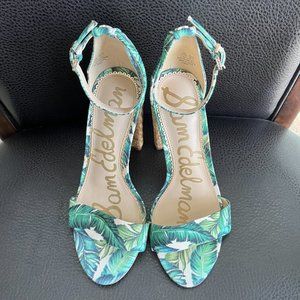 Sam Edelman Womens Yaro Palm PrintBlock Heel Sandals  6.5W